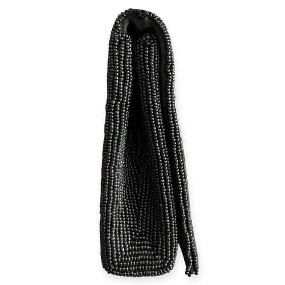 Vintage La Regale Beaded Clutch Purse Black Beaded Bag Evening Bag Wedding Bag - Picture 5 of 10